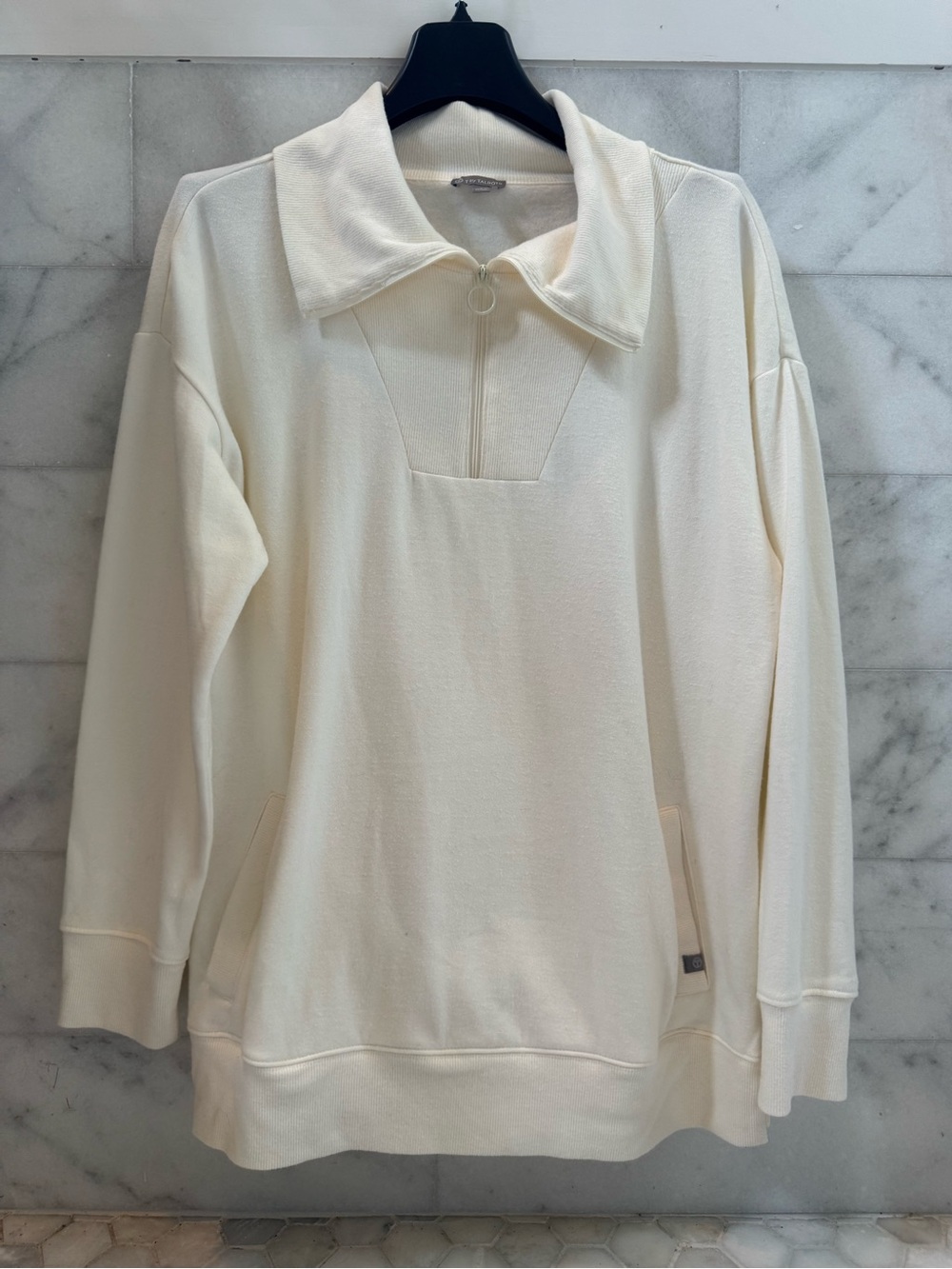 Talbots Cream Quarter-Zip Pullover Tunic, Size L